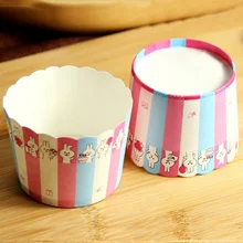 100 шт дизайн розовый синий белый полосы кролика одноразовые бумажные торт бумажная чашка формы для выпечки кексов День рождения Свадебные украшения