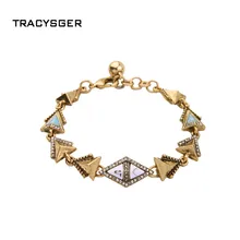 AB-sl00536/tracysger/в стиле ретро; Женская обувь в стиле панк; сплав роскошный треугольной камень браслет