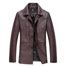 2019 hot fashion men’s slim Fit high-grade leather jacket motorcycle clothing leather jacket coat windproof Plus size S-3XL