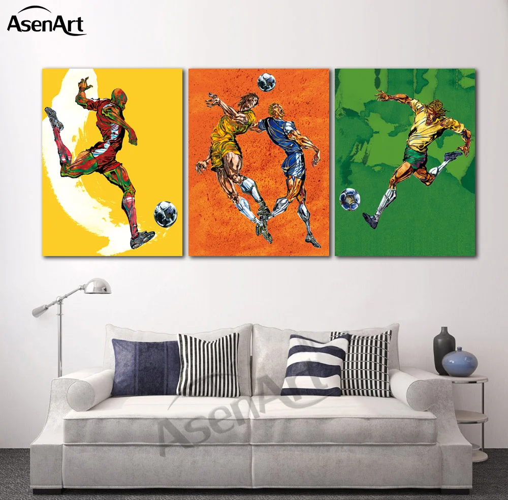3 قطعة جدار الفن قماش طباعة اللوحة football team الصورة الرياضية اللعب الصورة ل غرفة المعيشة الرئيسية الديكور الحديثة