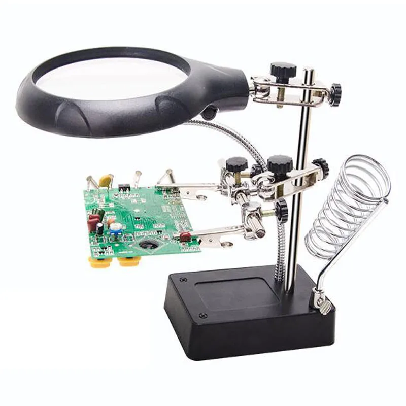 

Welding Magnifier and LED Light 2.5X 5X 8X Lens Auxiliary Clip Magnifier Desktop Magnifier Third Hand Welding Repair Tool