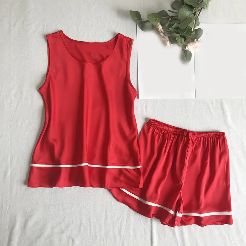 

SAGACE Womens Sleeveless Sleepwear Shorts Pajama Set Shorts Sexy Women Pajama Sets Nightwear Short Drop Shipping MAR27