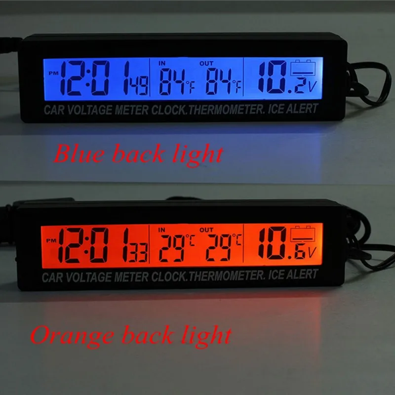 3в1 цифровые часы с ЖК-индикатором экран автомобиля Авто время автомобиля часы термометр напряжение два цвета