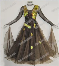 Real Feather Modern Waltz Tango Ballroom Dance Dress, Smooth Ballroom Dress,Standard Ballroom Dress Girls B-0003
