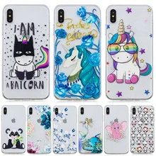 Ультратонкий Мягкий ТПУ чехол с милым рисунком единорога для мобильного телефона чехол для iPhone 5 5S SE 6 6S 7 8 Plus X XR XS Max huawei Maimang 6 7