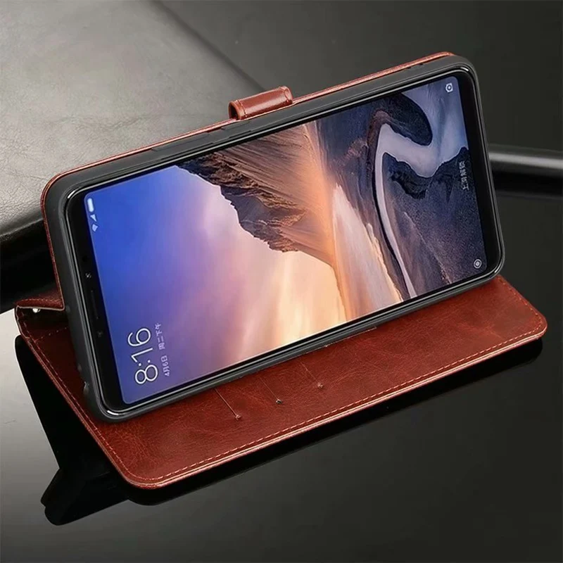 Чехол книжка для Xiao mi Max 3 Pro Кожаный флип чехол Оригинальная карта держатель