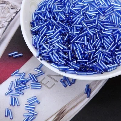 

2017 Hot Sale 2*6MM 60G/1440Pcs Silver Core Czech Glass Seed Bugle Beads Jewelry Garment Accessories Light Blue Spangles