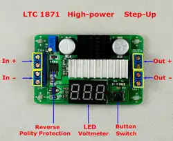 LTC1871 100 Вт/6A DC Источники питания Step Up конвертер постоянного тока DC 3,5 В-30 В 5 В 12 В 6A 100 Вт регулируемые преобразователи + красный светодио дный