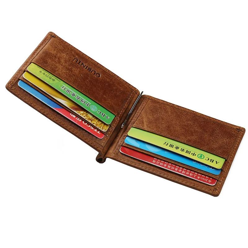 GUBINTU Genuine Leather Men Money Clip Wallet Rfid Minimalist Designer