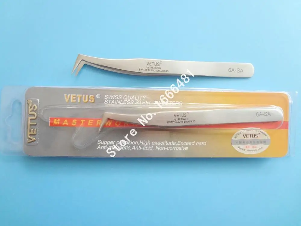 10 шт./лот инструменты для наращивания ресниц инструменты для макияжа 6A-SA тонкий Пинцет Антистатический пинцет - Цвет: 6ASA