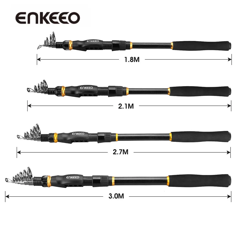 Enkeeo 1.8m 3m Fishing Rod Carbon Fiber Telescopic Fishing Pole for