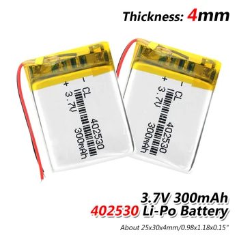 

1/2/4 Pieces 300mAh Rechargeable Lithium Ion Battery 3.7 V 402530 Li-polymer Batteries Electric Toy LED Light Headset Bateria