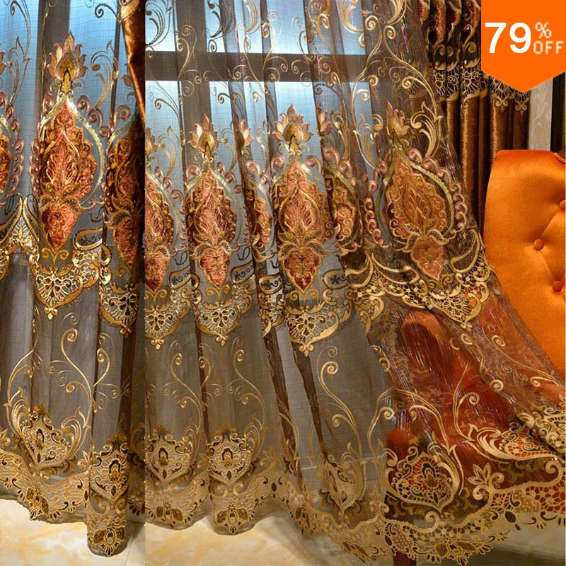 

Luxury curtains tulle Cortina decoration curtain for living room drapes in living room villa Sheet tulle curtain Voile curtains