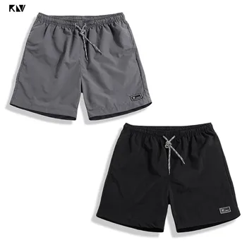 

KLV Men Plus Size Elastic Drawstring Waist Cargo Shorts Thin Quick Dry Summer Casual Solid Color Beach Pants With Pockets M-5XL