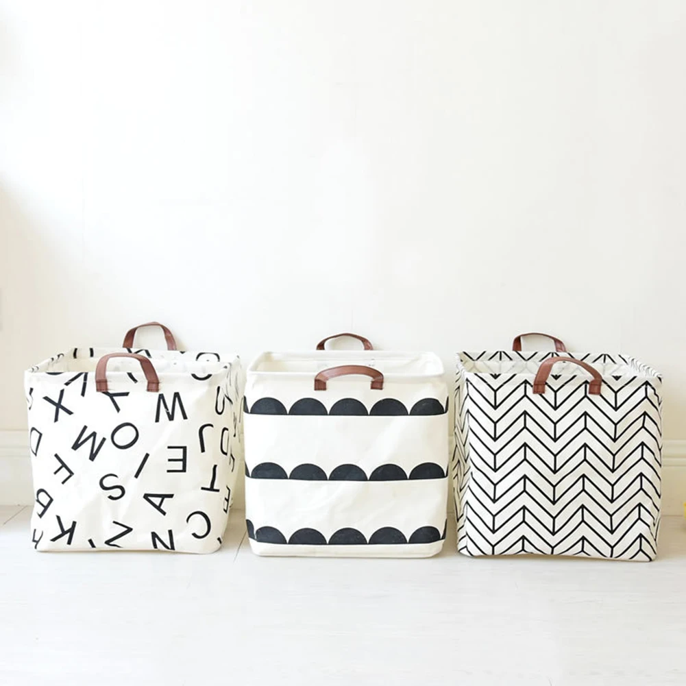 طوي الغسيل مربع سلة القطن و الكتان الملابس القذرة سلة لعب الحطام لطيف نمط الملابس تخزين دلو