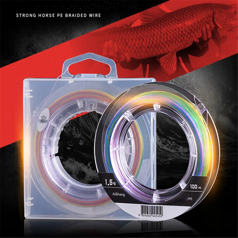 

High Quality Multicolor 8 Strands Braided Fishing Line Strong 100M Multifilament PE Line For Fishing Thread Diameter 0.1-0.5mm