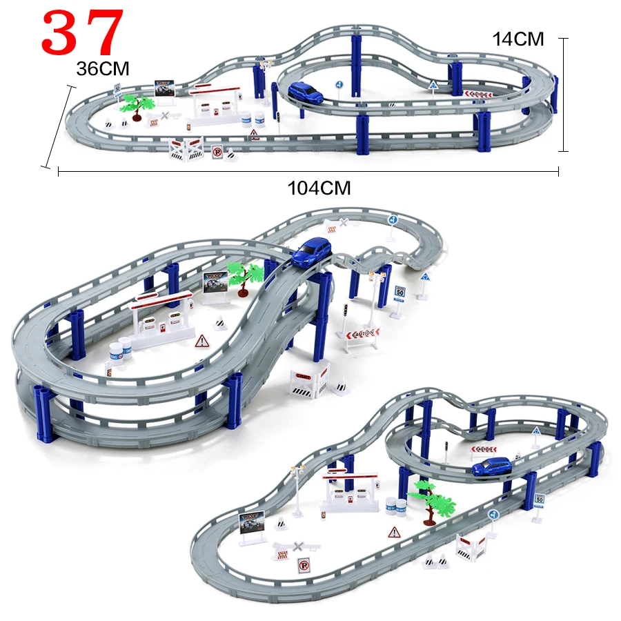  DIY Multi-Track Rail Car Electronic Racing Car track Kids Toy Childrens Game Boys Xmas Gift Rail Bu