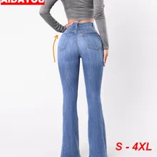 Женские джинсы с высокой талией, эластичные узкие брюки-карандаш, Большие размеры 4XL, джеггинсы ouc476