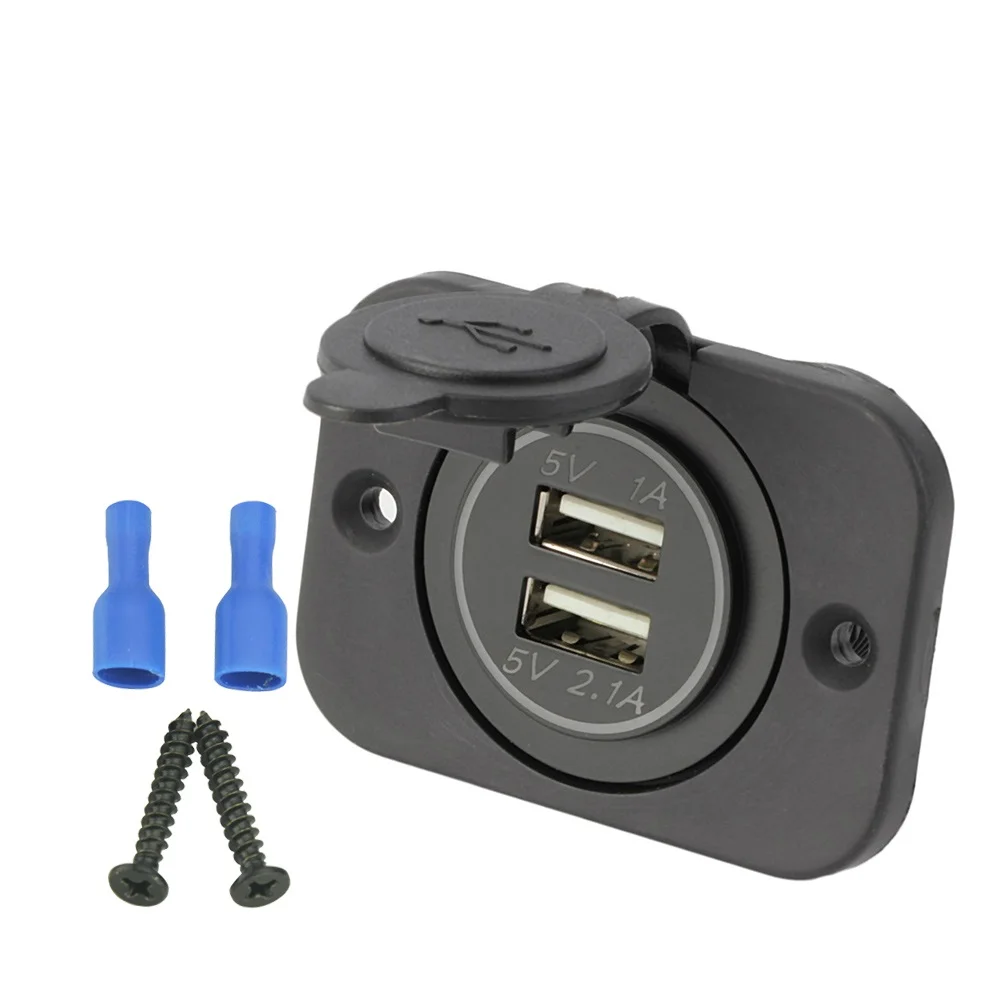 Waterproof Cigarette Lighter Socket Dual USB 5V 3.1A Car Charger Power