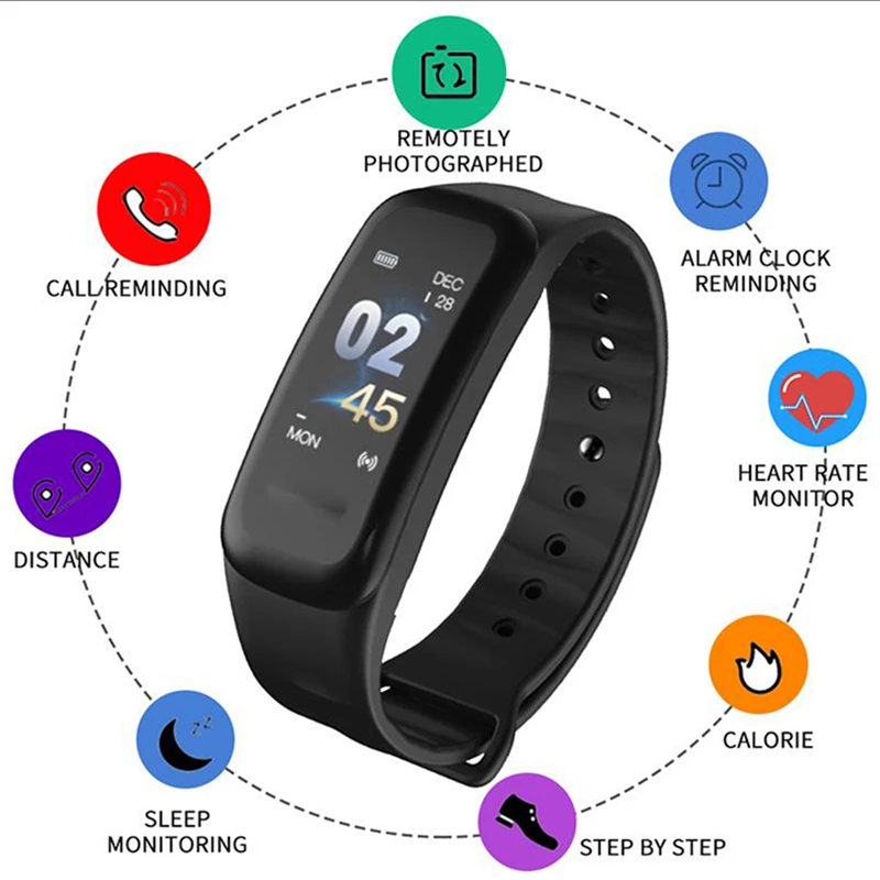 

Men Women Smart Sports Watch Fitness Heart Rate Monitor Blood Pressure Pedometer Smart Watch with Color Touch Screen for Running