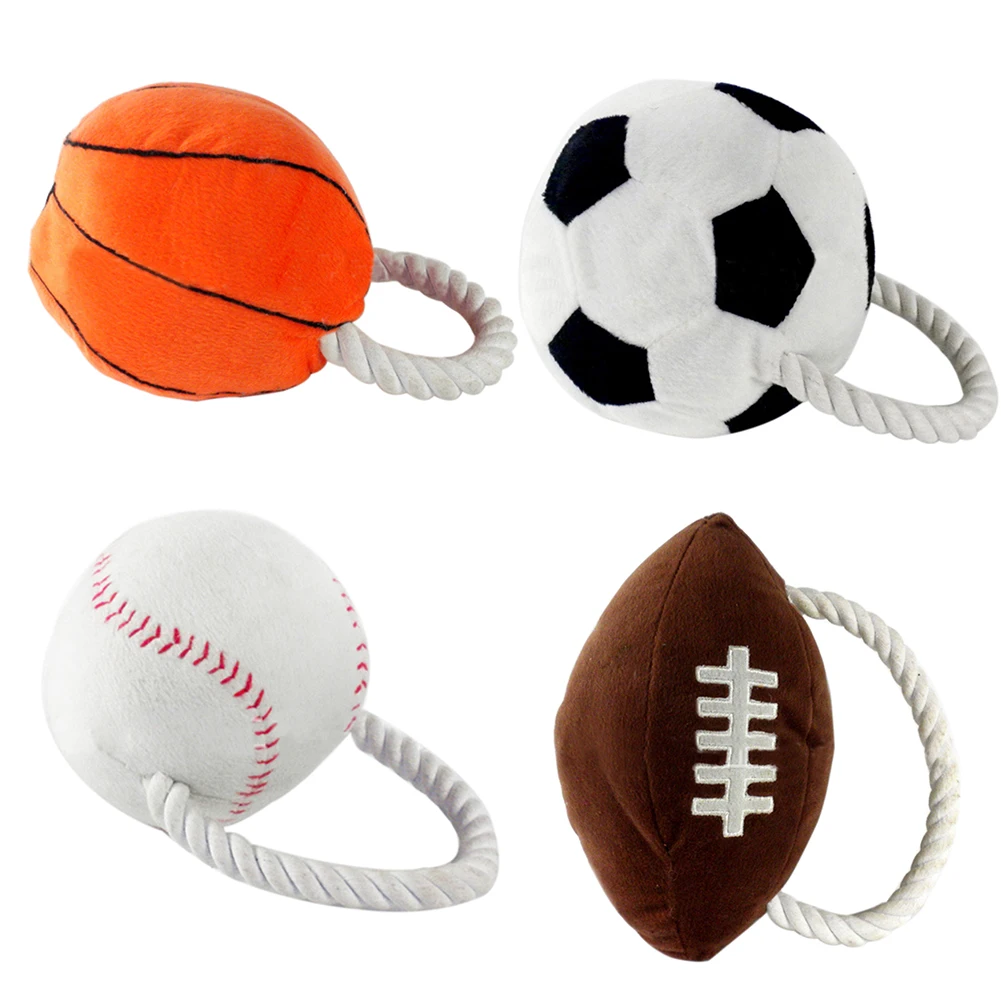 TINGHAO Dog Puppy Pet Chew Plush Basketball Football Rugby Baseball