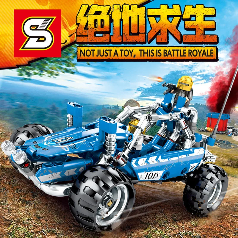 

355pcs PUBG Warrior Airdrop Off-road Vehicle Model Compatible Legoing Technic Military Building Blocks Toys For Children