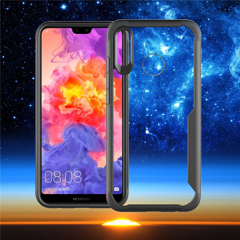 P20 Lite Case Soft Silicone Acrylic Shockproof Transparent Full Protective Phone case For Huawei Pro Nova 3E Back cover coqu |
