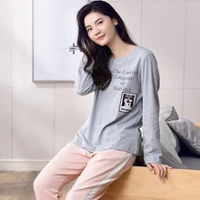 Осенне-весенние женские пижамные комплекты женские Семейные спортивные костюмы Топы с длинными рукавами и рисунком собаки, комплект Женский хлопковый мягкий спальный костюм пижама