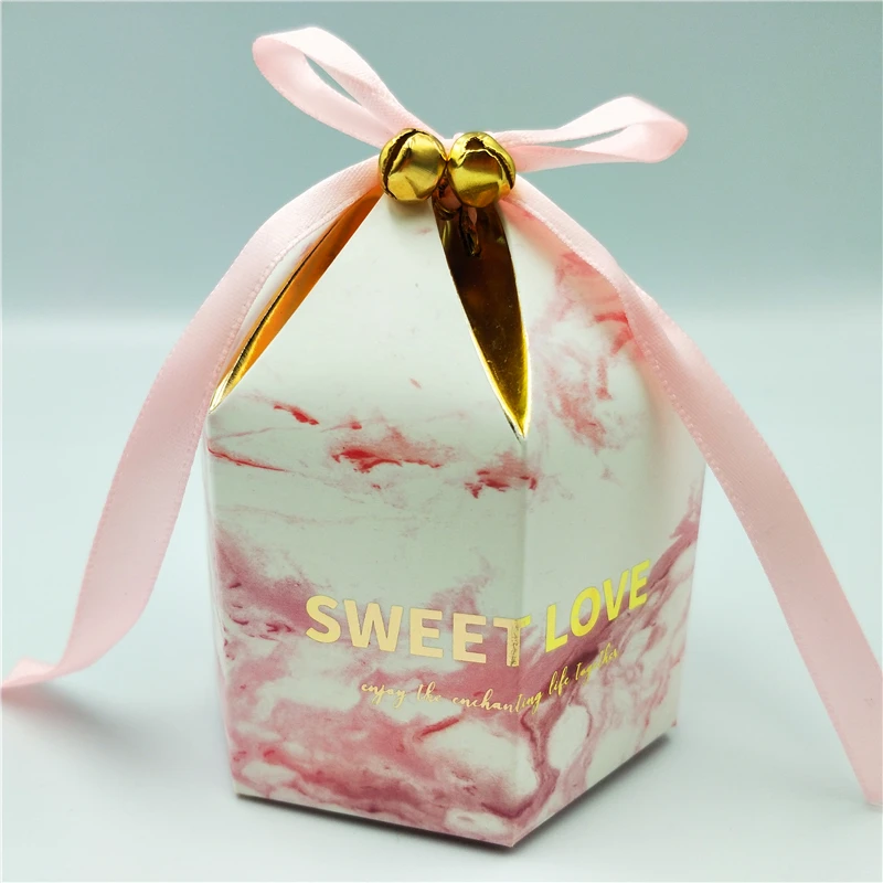 Новые юрты Стиль Подарочная коробка Упаковка свадебные конфеты коробки с лентой и колокольчиком Свадебные украшения Boite Dragees De Mariage 10 шт - Цвет: Розовый