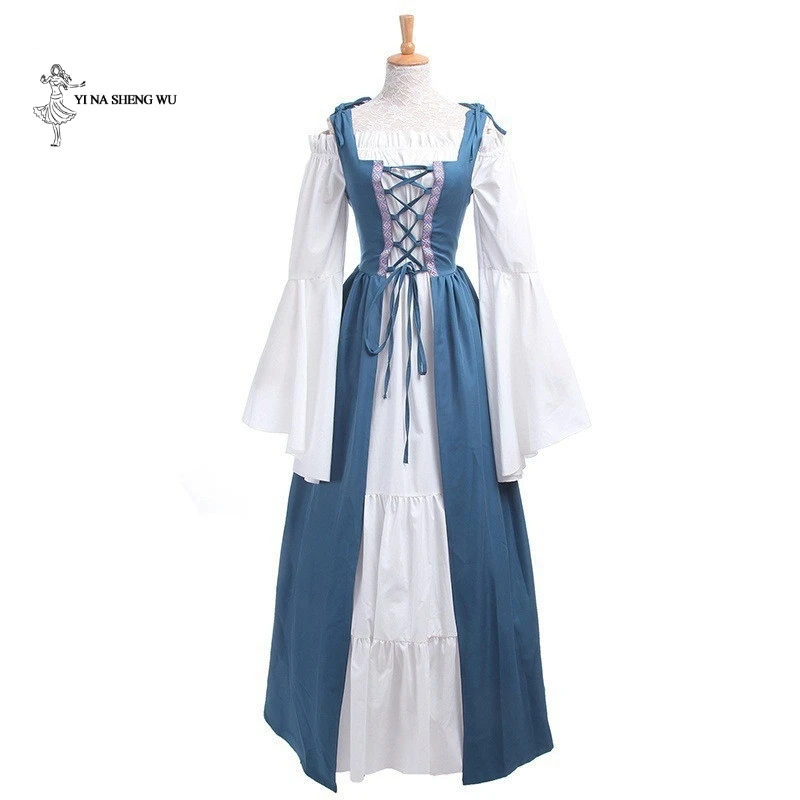 Medieval retro dress Princess cosplay costume women Lolita long dress Off shoulder Renaissance Dress Vintage Halloween dancewear