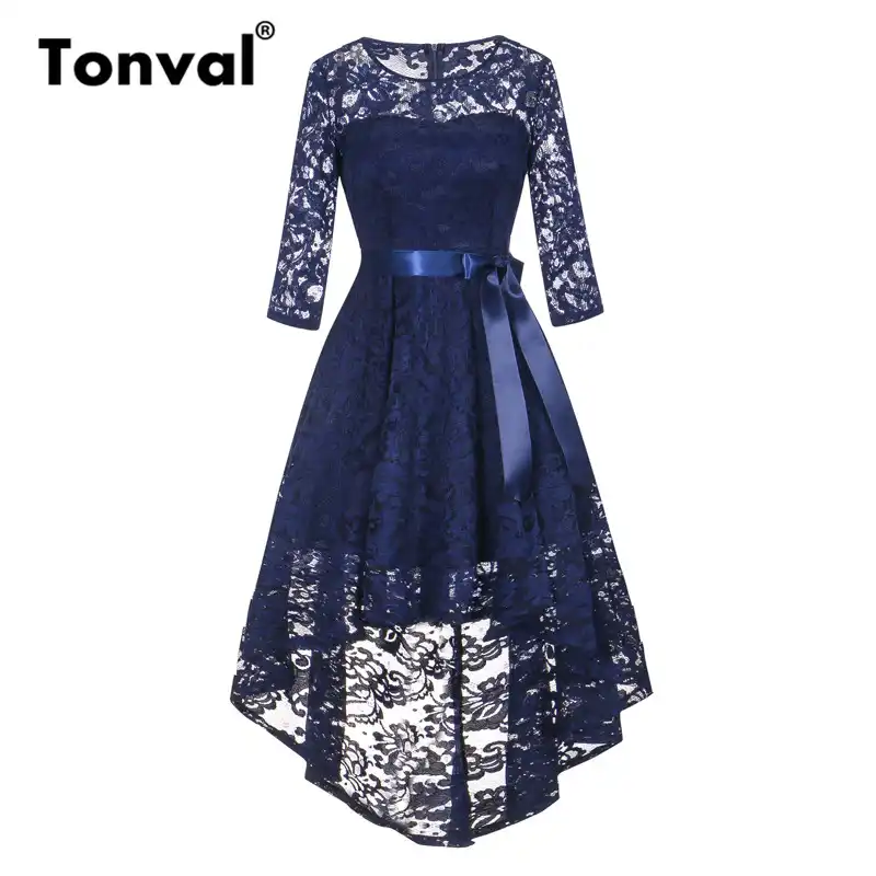 navy blue lace dress midi