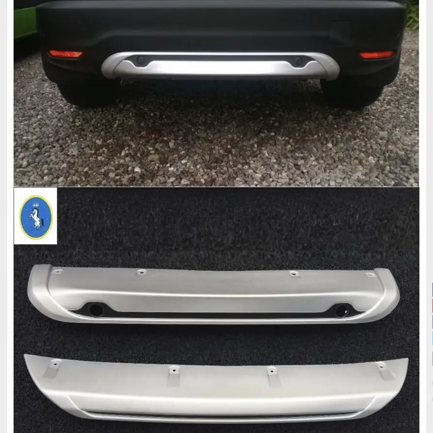 High Quality ! ABS Front + Rear Bumper Protector Skid Guards Plate 2 pcs Garnish For Nissan