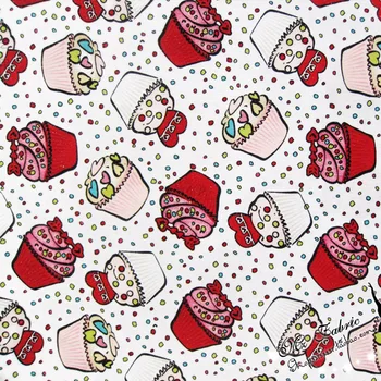 

50*110cm girl cupcake Dessert Cotton summer Fabric For Sewing Fat Quarter Quilting Patchwork Doll Kids Patchwork