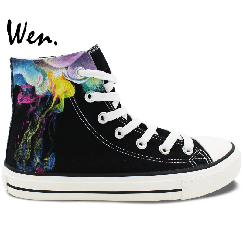 Wen Hand Painted Black Canvas Shoes Design Custom Colorful ...