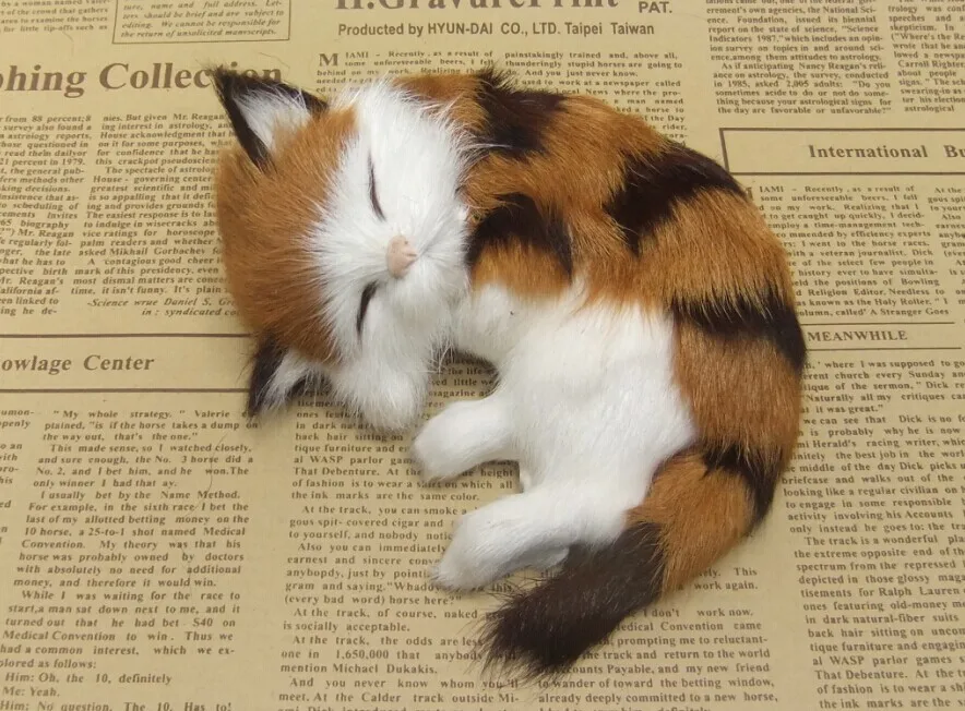 Simulation cute yellow flower cat polyethylene&ampfurs sleeping model gift about 14x11cm y0189 | Дом и сад