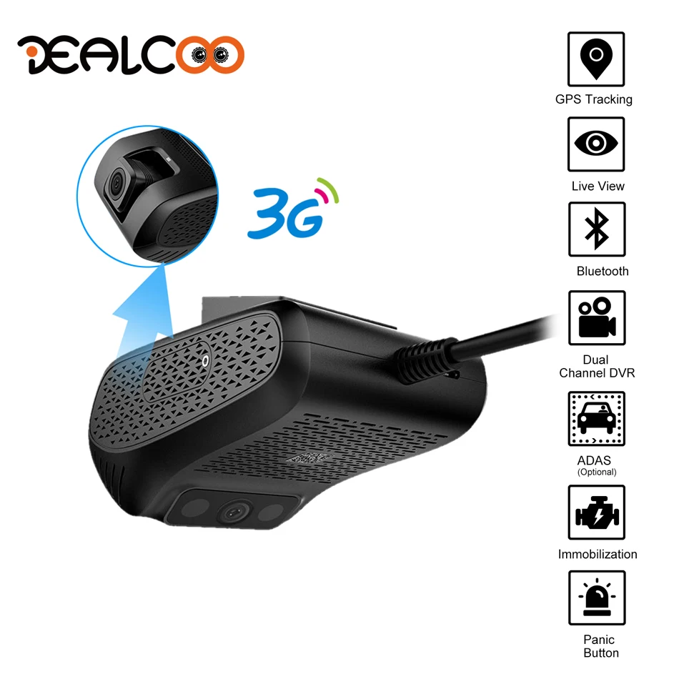 

Dealcoo Car DVR Camera ADAS 1080P FHD WDR 3G WIFI GPS Tracking Live Video Monitoring Parking Mode Night Vision Motion Detection