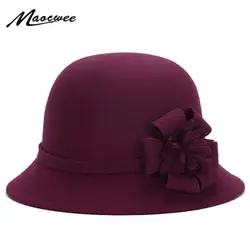 2017 Brond Fedoras с цветком для женщин шляпа осень зима классическая шляпа Имитация шерсти вводной Оптовая шапки для