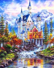 Rahmenlose 40×50 cm bilder an der wand DIY ölgemälde auf leinwand bild malen nach zahlen quadros Traum schloss XZ6936