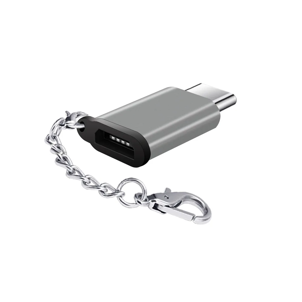 Micro USB To TypeC Adapter With Keychain Micro USB Female To USB Type C Male Adaptador Tipe C Charging Data Sync Type-C Adapters (1)