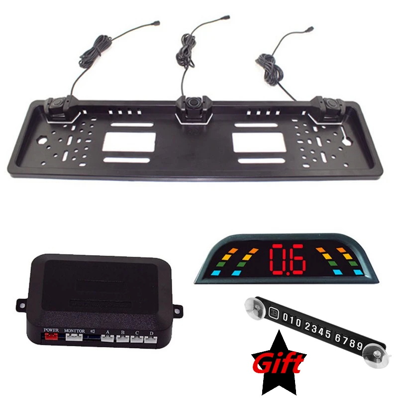 Car Parking Sensor Kit Auto Reversing Radar European License Plate font b Camera b font Front