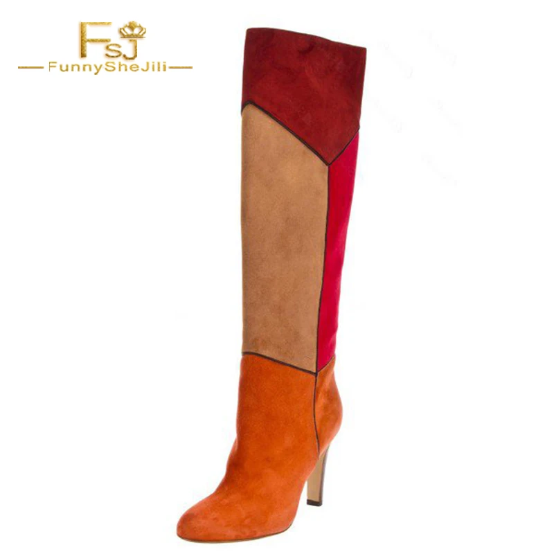 chunky heel wide calf boots