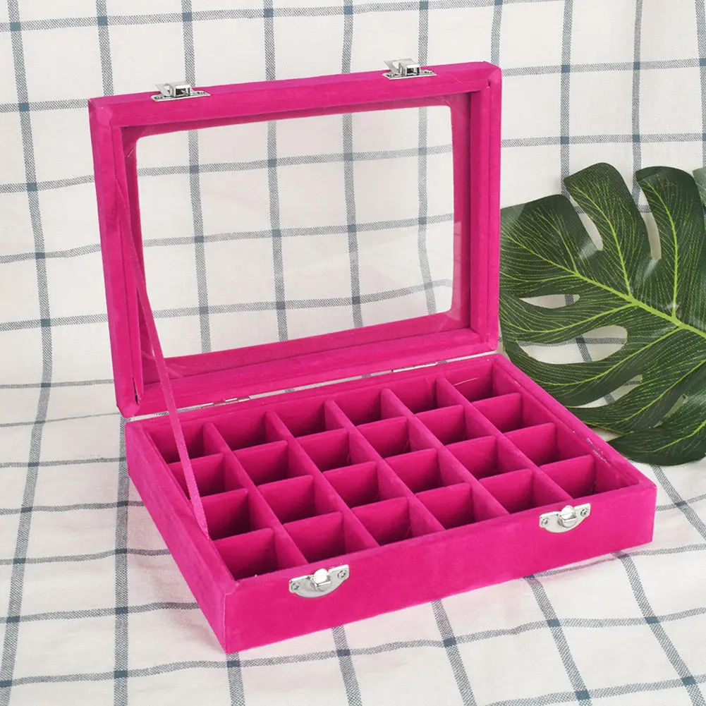 2018 New Nail Tips Storage Box Empty Velvet Box Clear Cover Nail Art