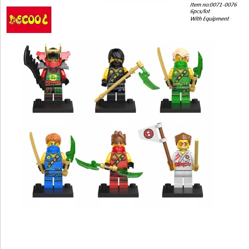 

6pcs/lot Decool 0071-0076 Jay NYA Kai Cole Ninja Movie for minifigure Action Figures building blocks toys gifts Ninjagoes castle