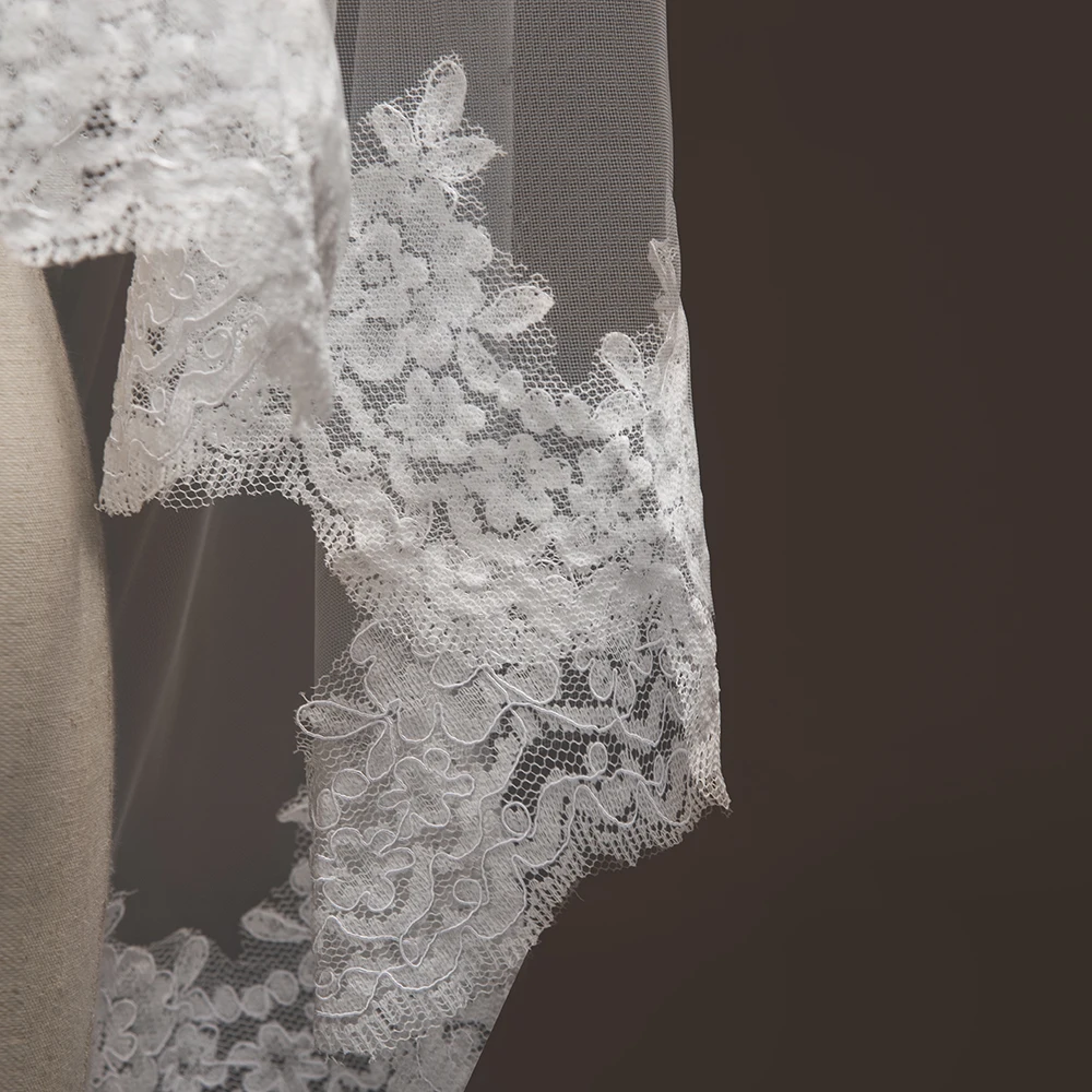 Voile Mariage 1.2 Meters Lace Edage Short Wedding Veil Tulle Ivory/White Bridal Veil Wedding Accessories Velos de Novia
