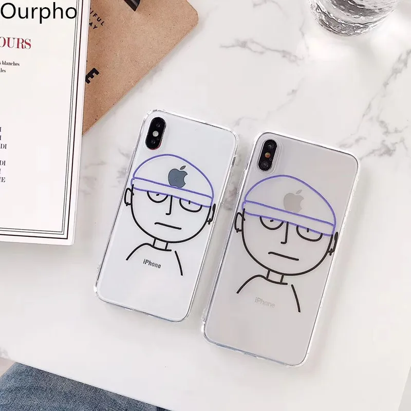 Ourpho Thicken TPU Phone Case for iPhone X XR XS MAX Transparent Brain Door 6 6s 7 8plus Cover | Мобильные телефоны и