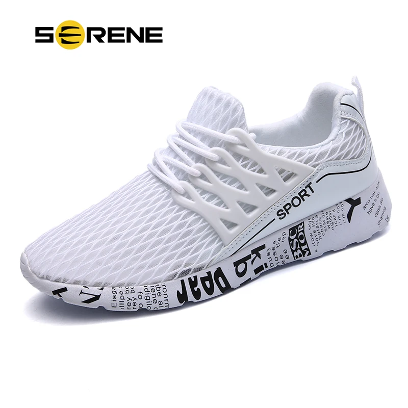 

SERENE Brand 2018 Fashion Shoes Men Fabric Air Mesh Casual Tenis Sneakers High Top Trend Summer Breathable Black White Mens Shoe