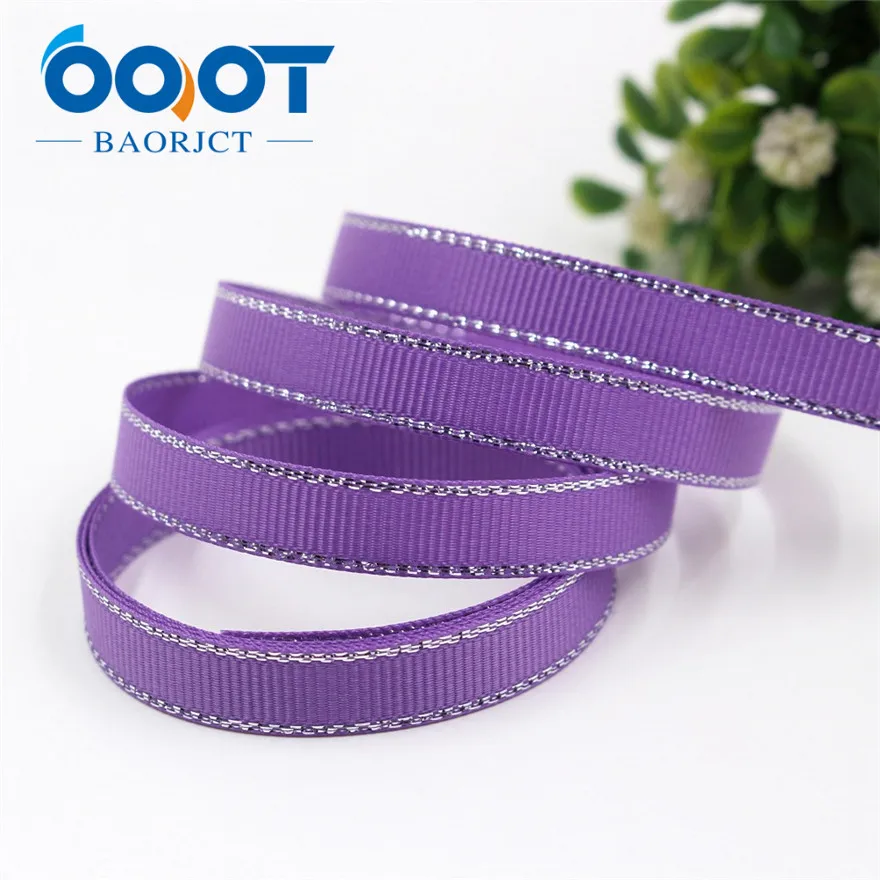OOOT BAORJCT I-19316-565 10 мм 10 ярдов Серебряный двусторонний grosgrain ленты, DIY лук кепки аксессуары и украшения - Цвет: I-19316-576