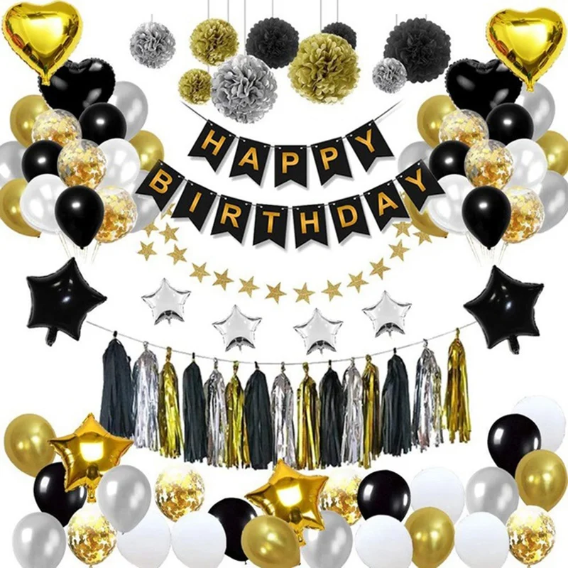 

Party Decorations,Birthday Party Decorations With Happy Birthday Banner Confetti Latex Balloons Birthday Decorations