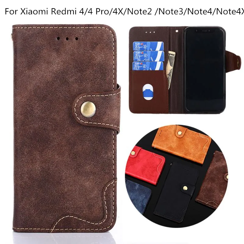 

Luxury Retro Flip Leather Case Soft Silicone Wallet CoverFor Xiaomi Redmi 4 4 Pro 4X Note2 Note3 Note4 Note4X