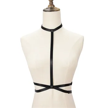 

Simple Top Harness Goth Cage Bra Harness Straps Women Bondage Lingerie Elastic Costume Waist Harness Belts Black